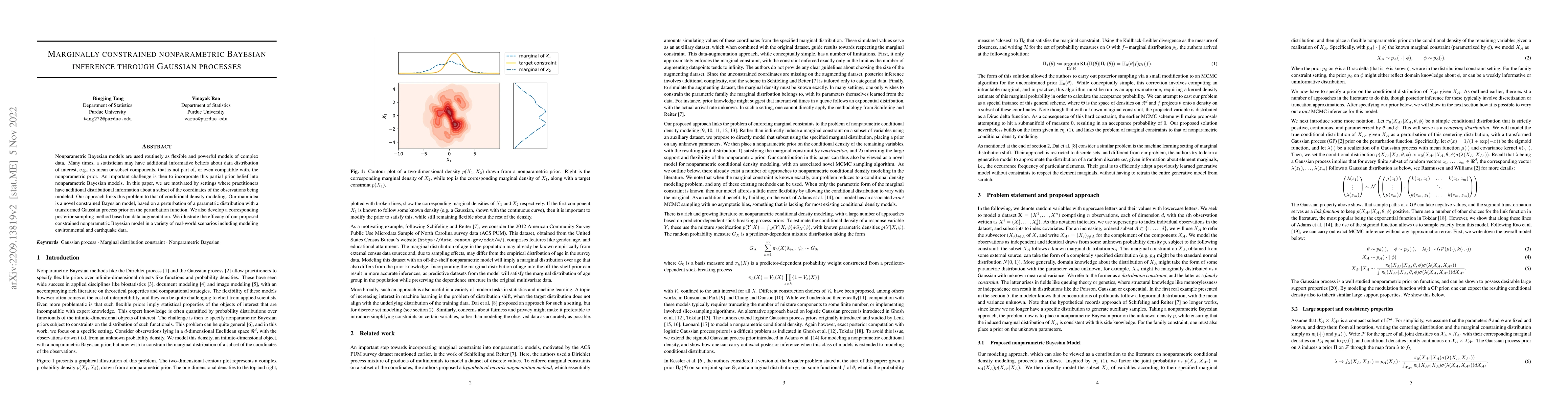 Thumbnail for Marginally Constrained Nonparametric Bayesian Inference through Gaussian
  Processes