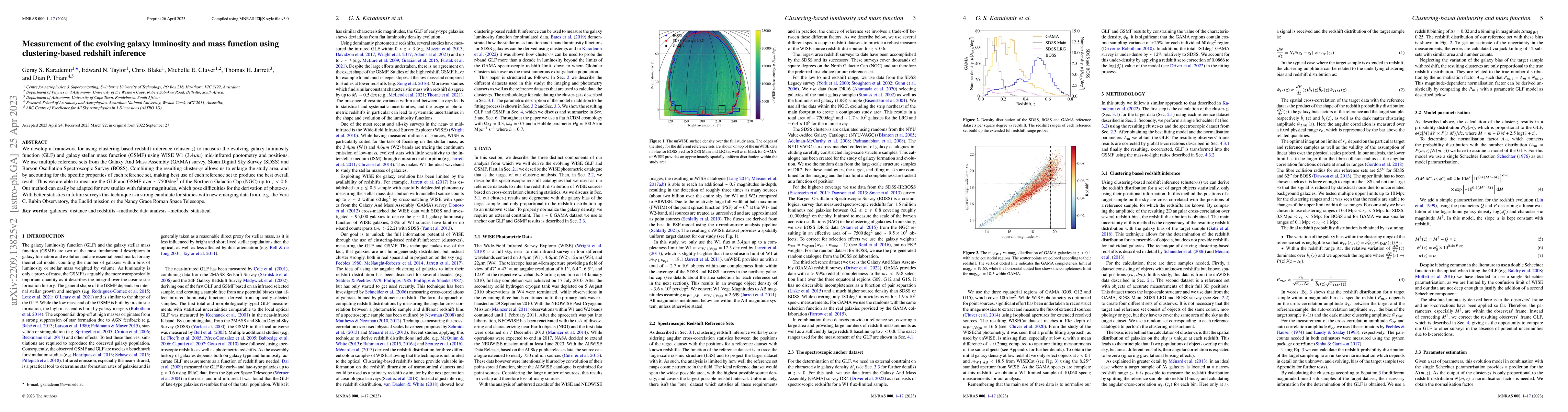 Thumbnail for Measurement of the evolving galaxy luminosity and mass function using
  clustering-based redshift inference