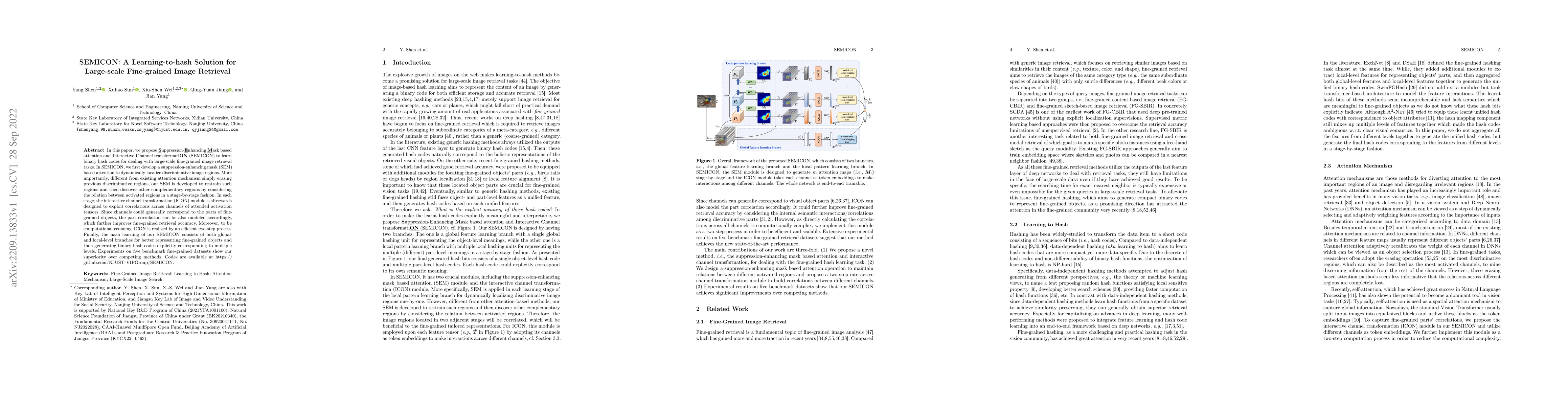 Thumbnail for SEMICON: A Learning-to-hash Solution for Large-scale Fine-grained Image
  Retrieval