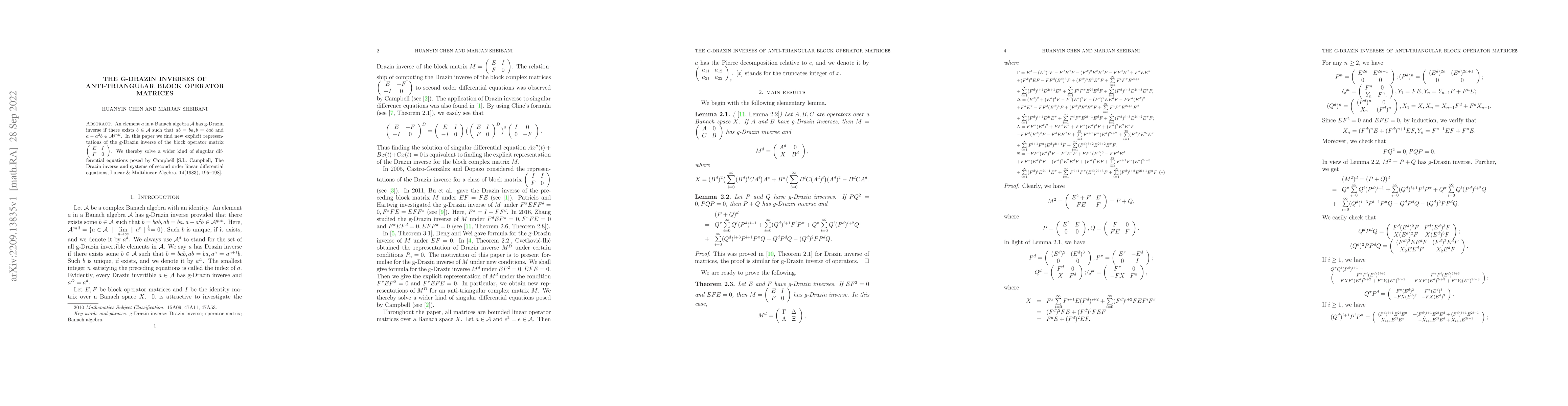 Thumbnail for The g-Drazin inverses of anti-triangular block operator matrices