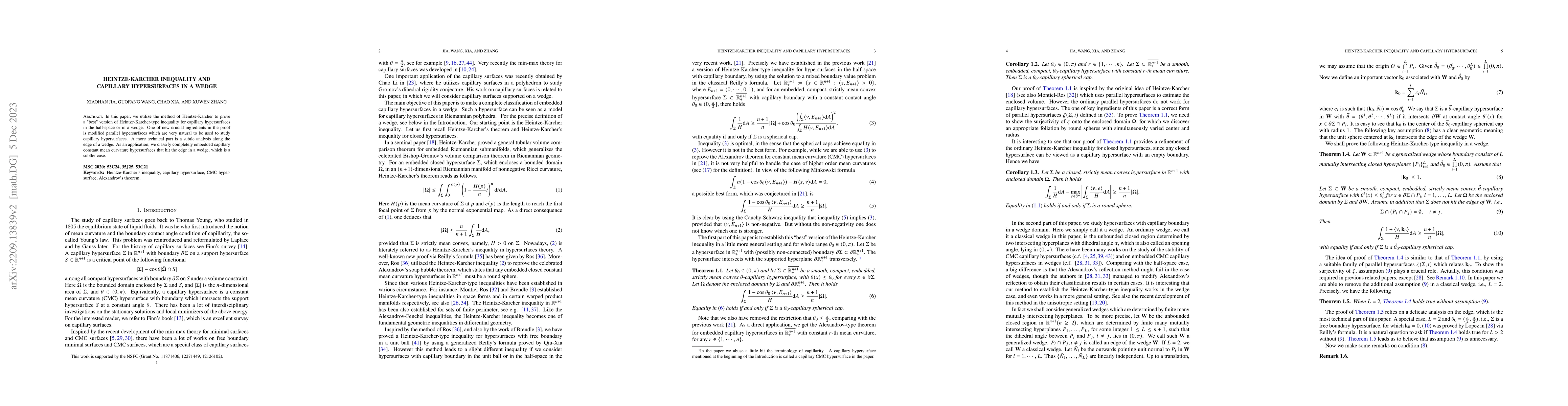 Thumbnail for Heintze-Karcher inequality and capillary hypersurfaces in a wedge