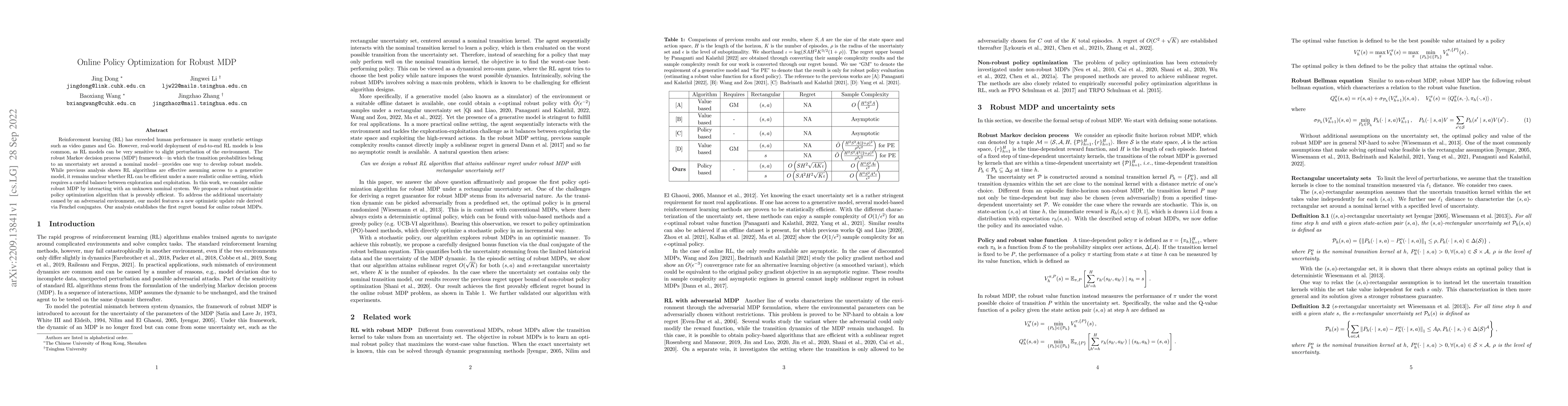 Thumbnail for Online Policy Optimization for Robust MDP