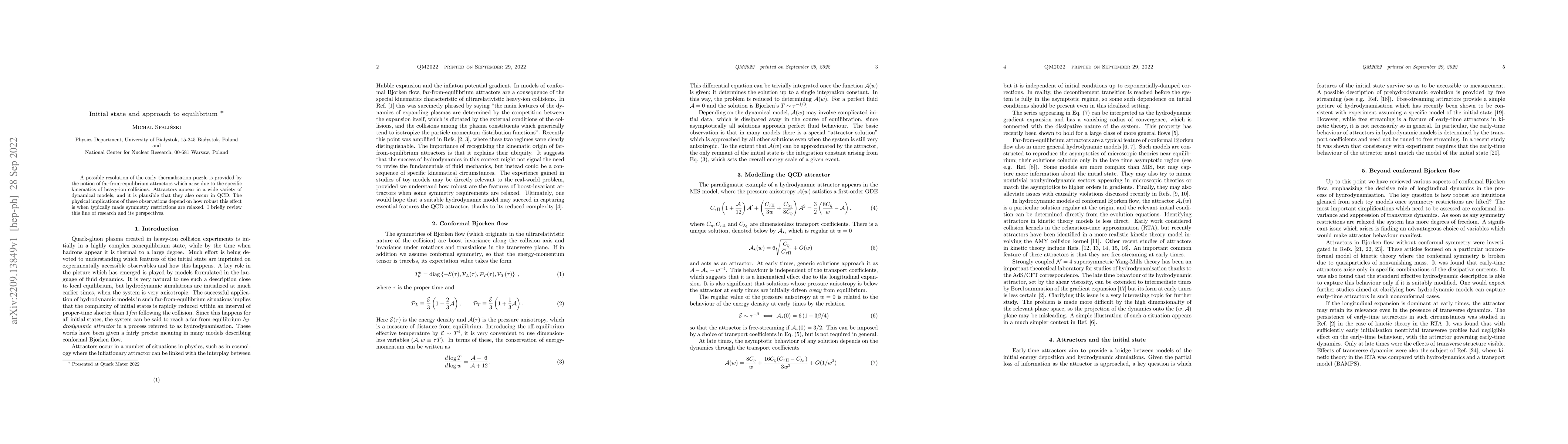 Thumbnail for Initial state and approach to equilibrium