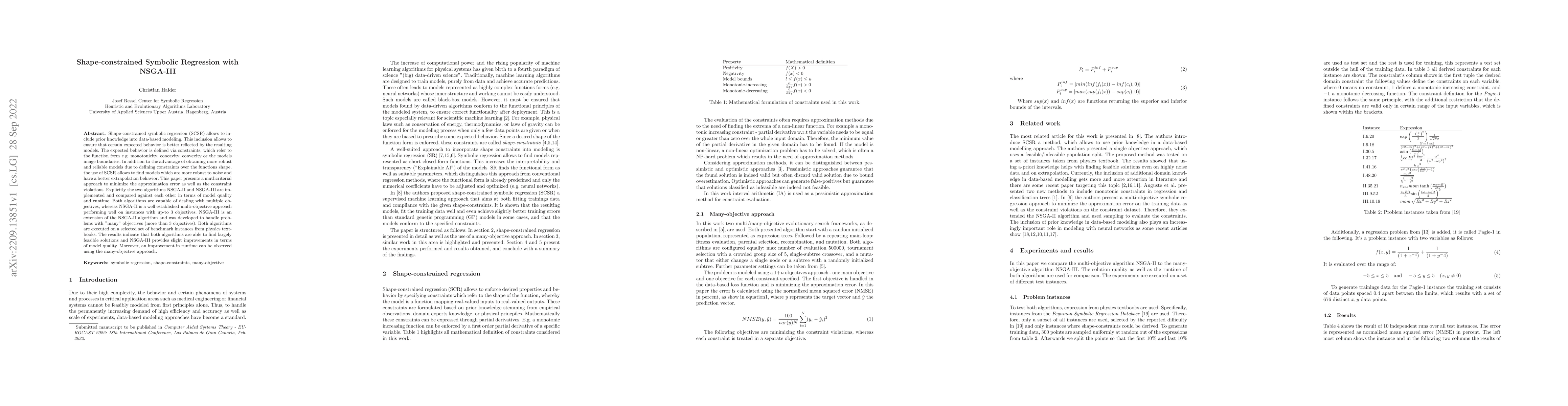 Thumbnail for Shape-constrained Symbolic Regression with NSGA-III