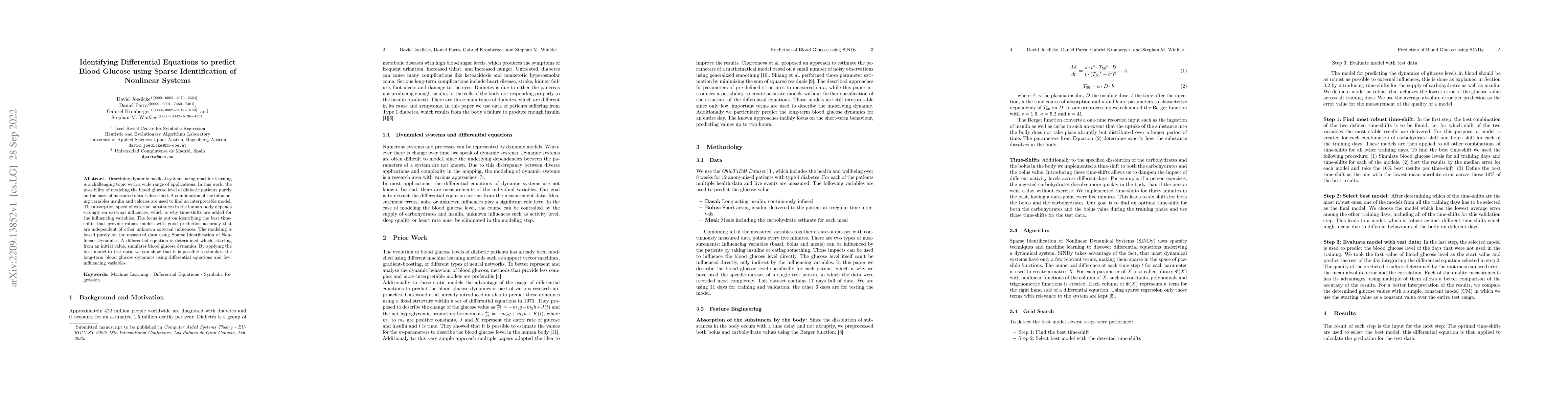 Thumbnail for Identifying Differential Equations to predict Blood Glucose using Sparse
  Identification of Nonlinear Systems
