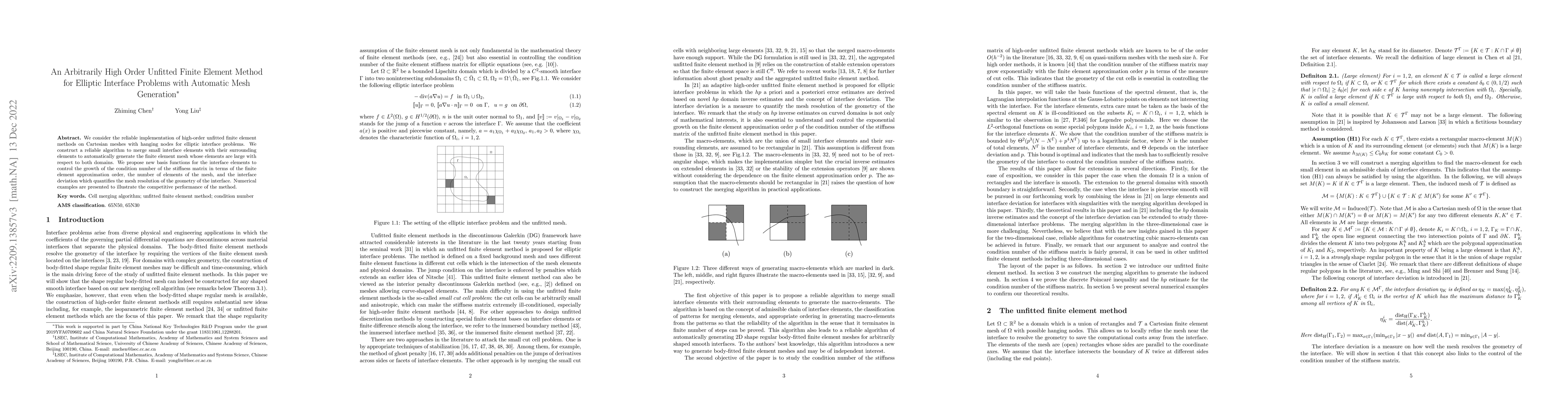 Thumbnail for An Arbitrarily High Order Unfitted Finite Element Method for Elliptic
  Interface Problems with Automatic Mesh Generation
