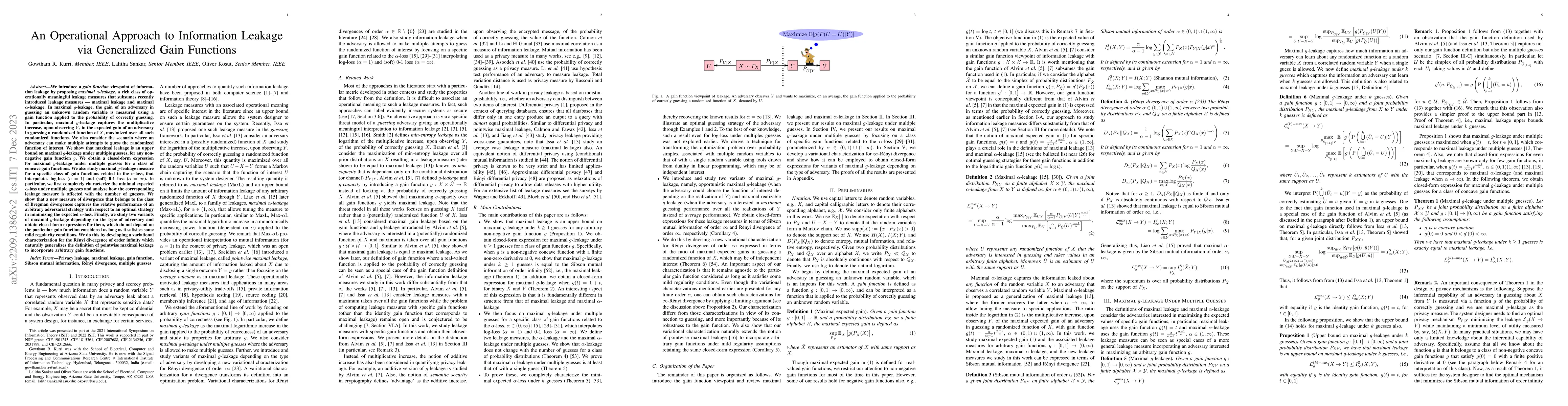 Thumbnail for An Operational Approach to Information Leakage via Generalized Gain
  Functions