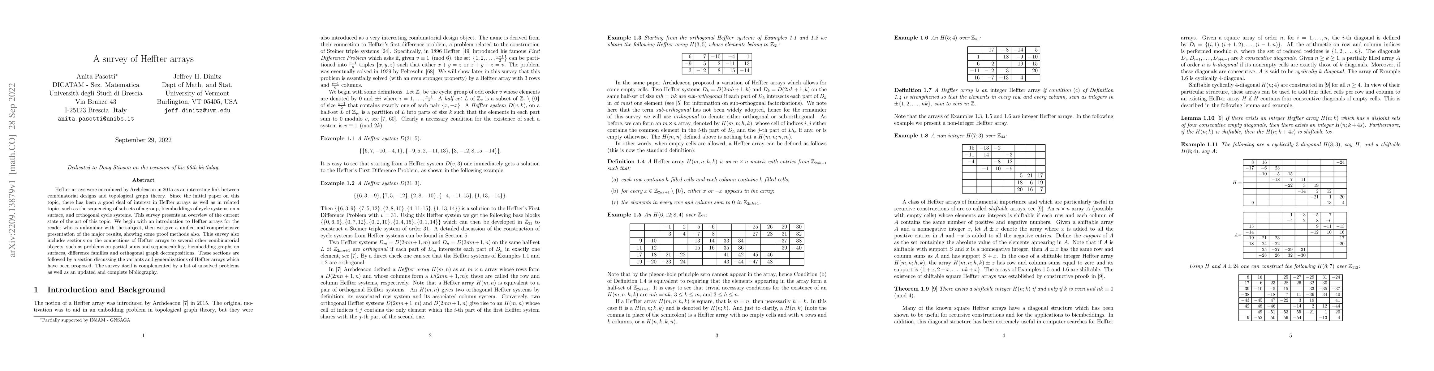 Thumbnail for A survey of Heffter arrays