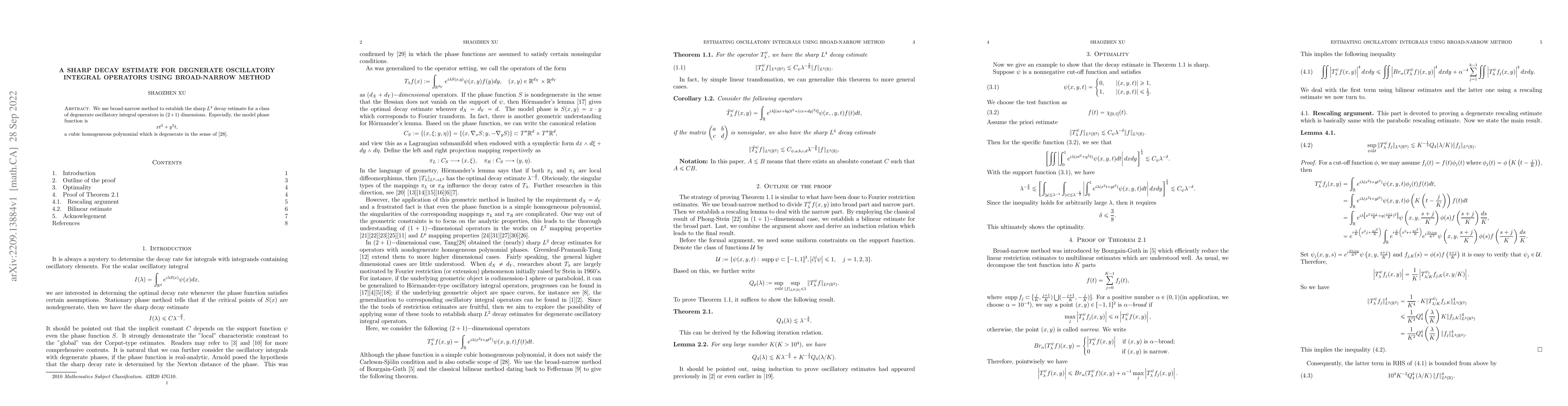 Thumbnail for A sharp decay estimate for degnerate oscillatory integral operators
  using broad-narrow method