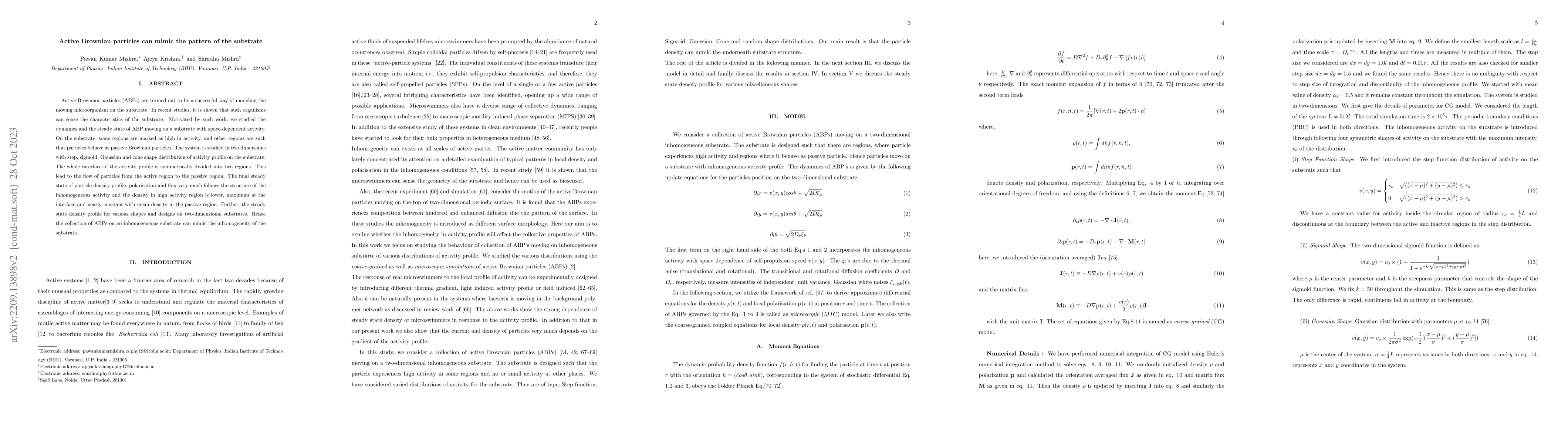 Thumbnail for Active Brownian particles can mimic the pattern of the substrate