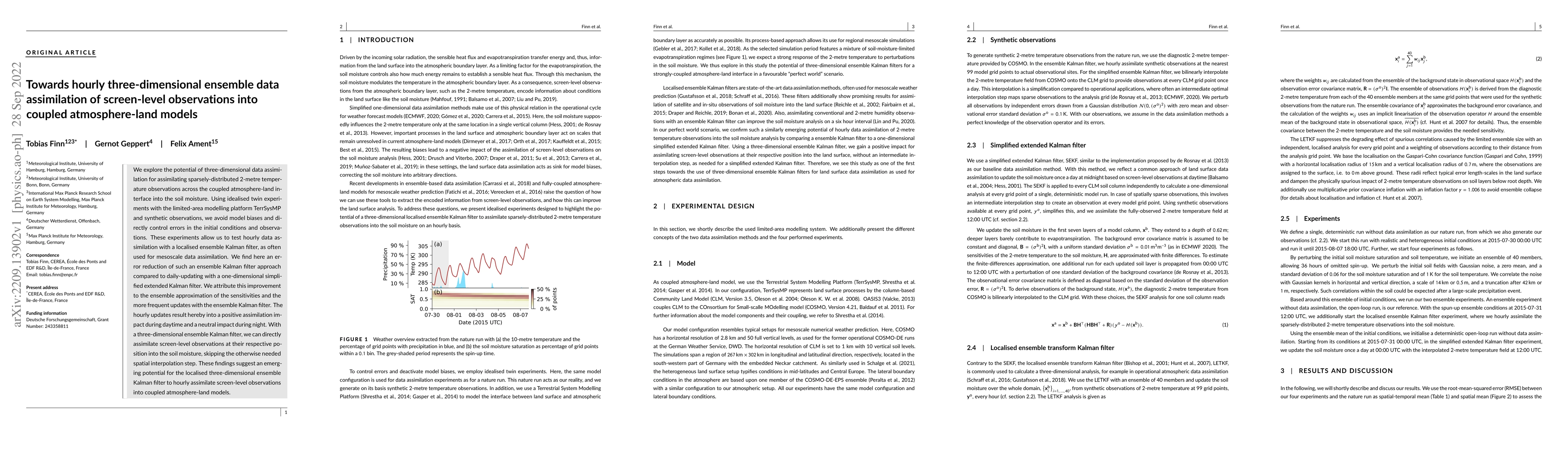 Thumbnail for Towards hourly three-dimensional ensemble data assimilation of
  screen-level observations into coupled atmosphere-land models