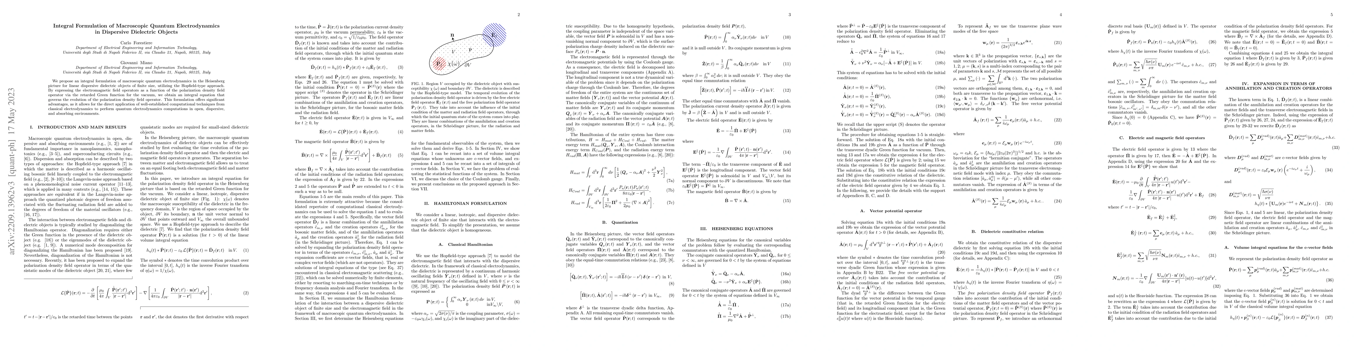 Thumbnail for Integral Formulation of Macroscopic Quantum Electrodynamics in
  Dispersive Dielectric Objects