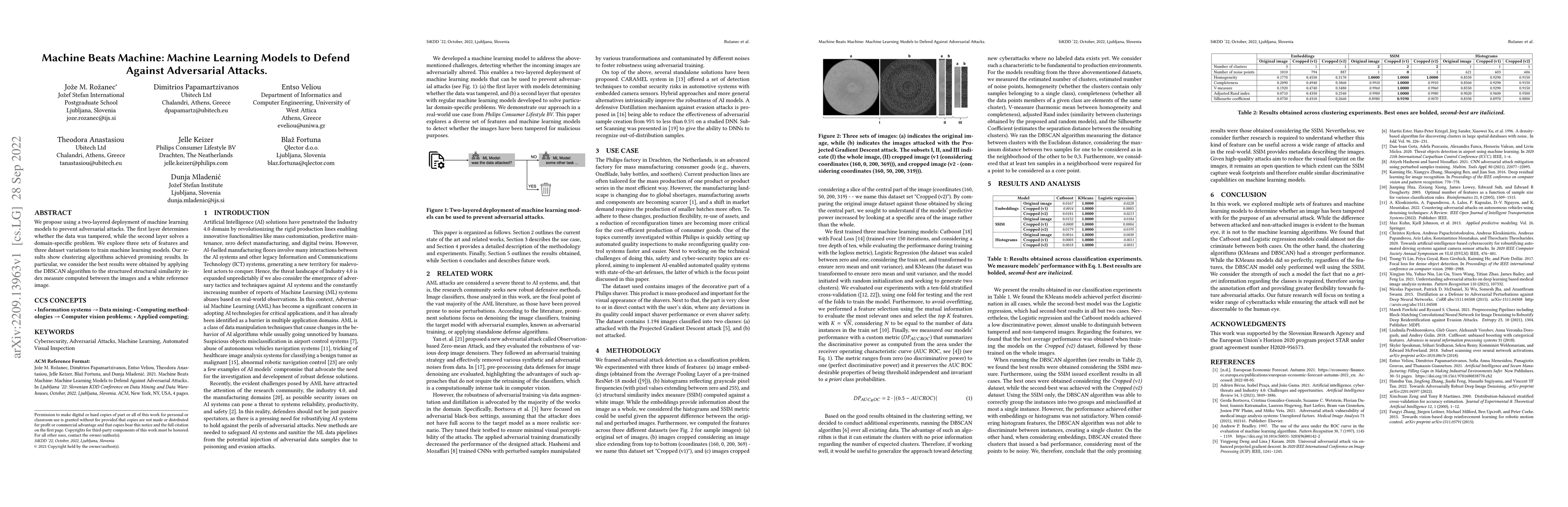 Thumbnail for Machine Beats Machine: Machine Learning Models to Defend Against
  Adversarial Attacks