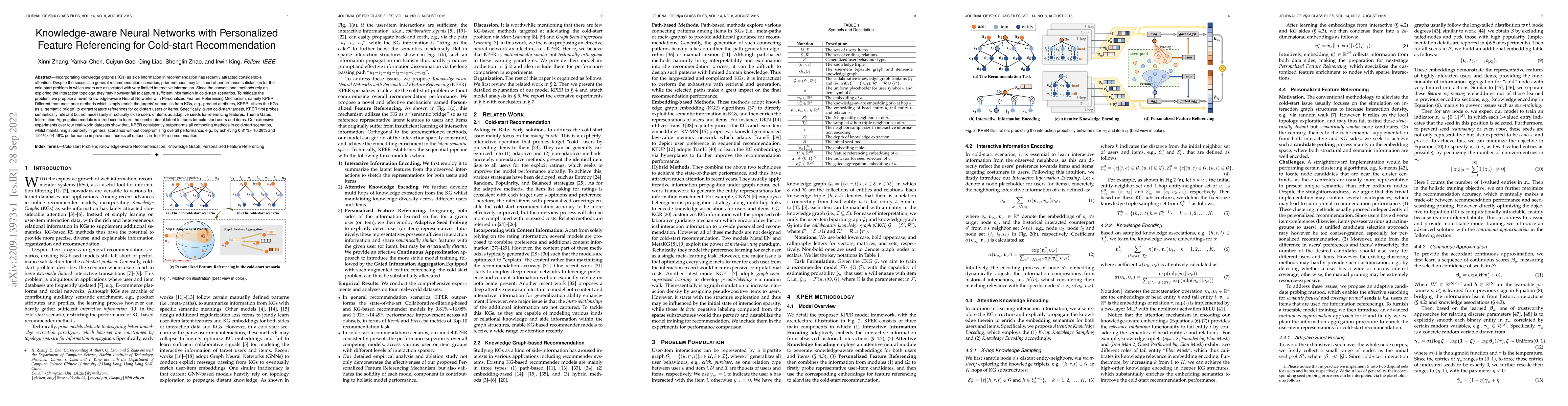 Thumbnail for Knowledge-aware Neural Networks with Personalized Feature Referencing
  for Cold-start Recommendation