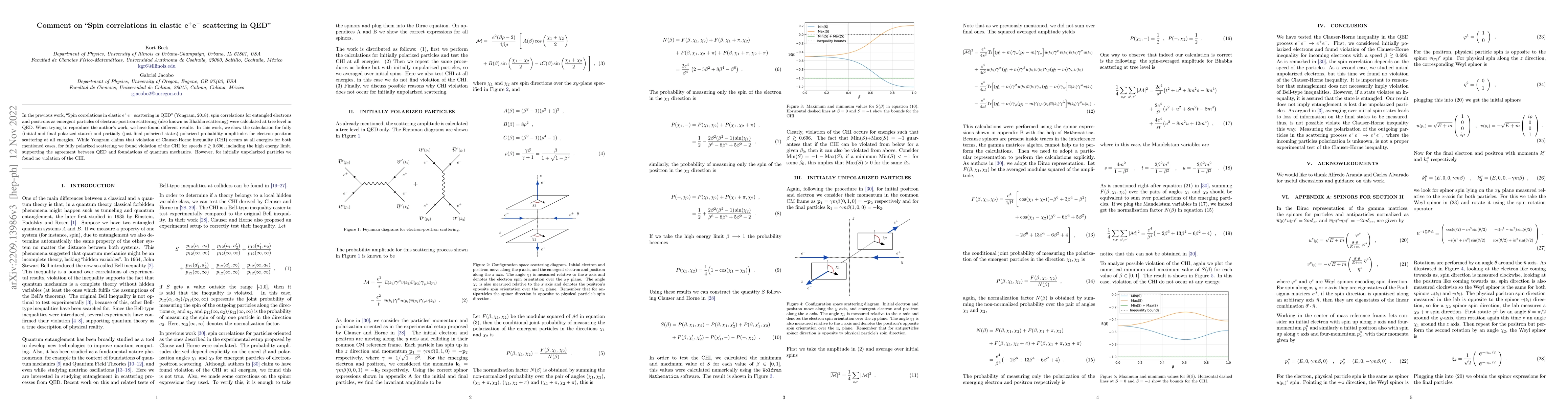 Thumbnail for Comment on "Spin correlations in elastic $e^+ e^-$ scattering in QED"