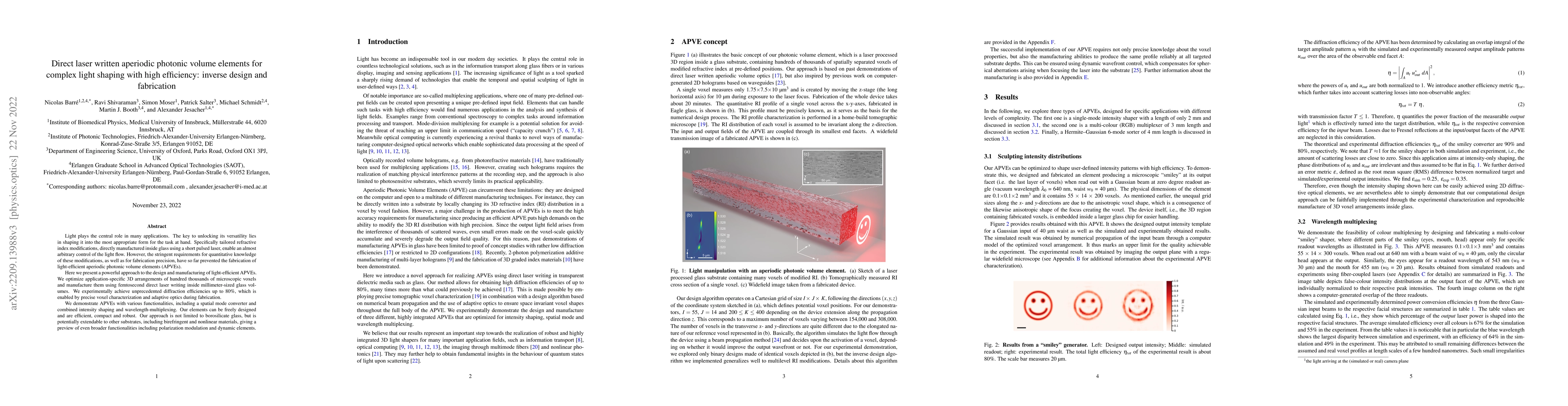 Thumbnail for Direct laser written aperiodic photonic volume elements for complex
  light shaping with high efficiency: inverse design and fabrication