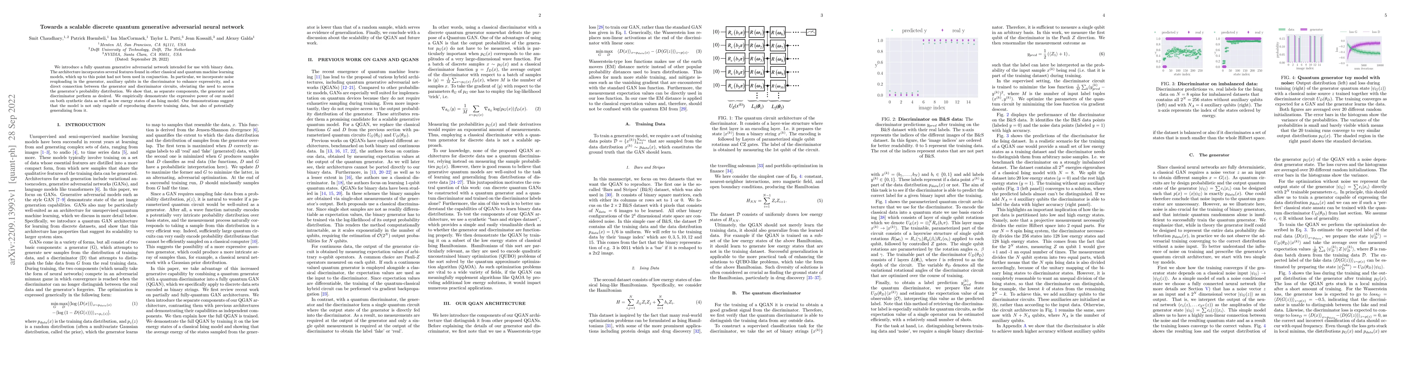 Thumbnail for Towards a scalable discrete quantum generative adversarial neural
  network