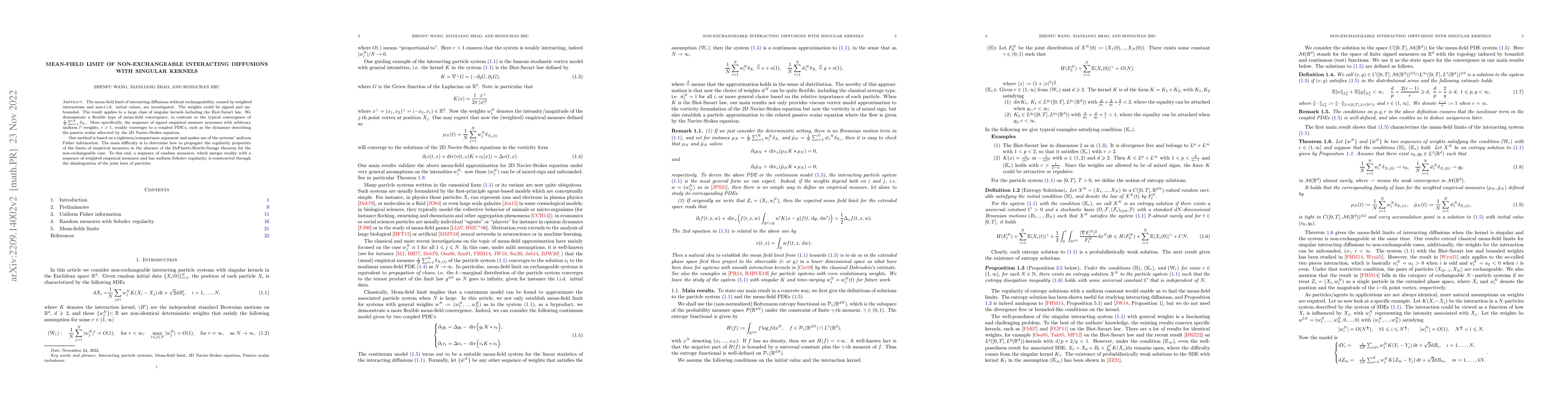 Thumbnail for Mean-field limit of Non-exchangeable interacting diffusions with
  singular kernels