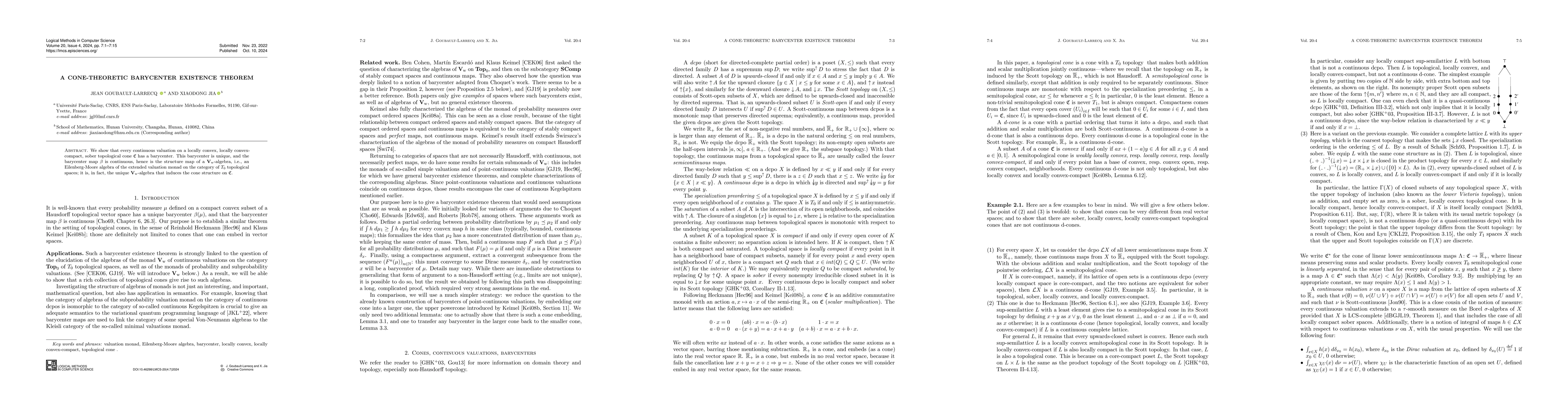 Thumbnail for A cone-theoretic barycenter existence theorem