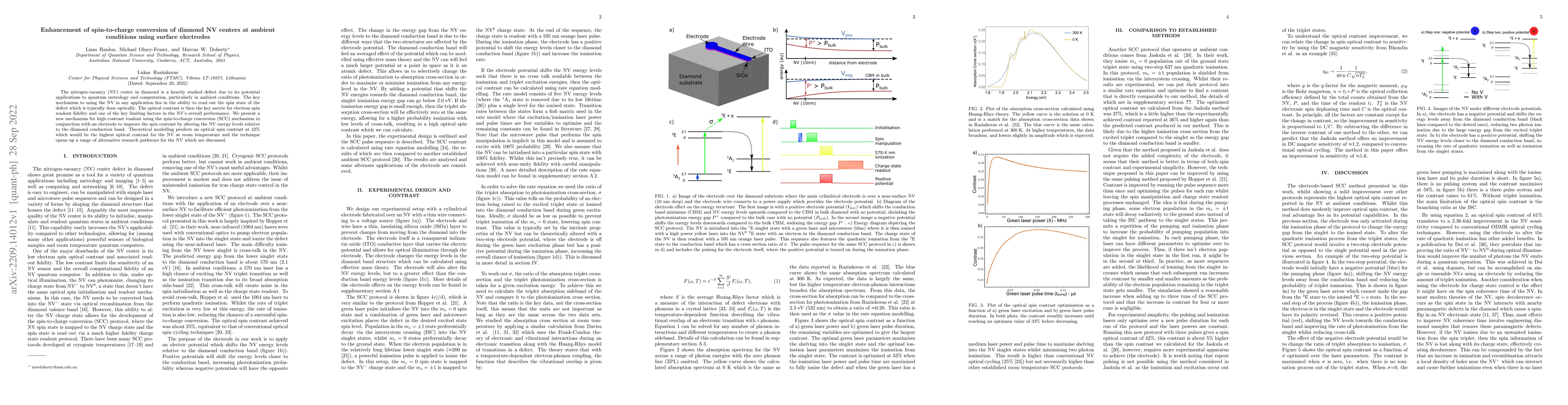 Thumbnail for Enhancement of spin-to-charge conversion of diamond NV centers at
  ambient conditions using surface electrodes