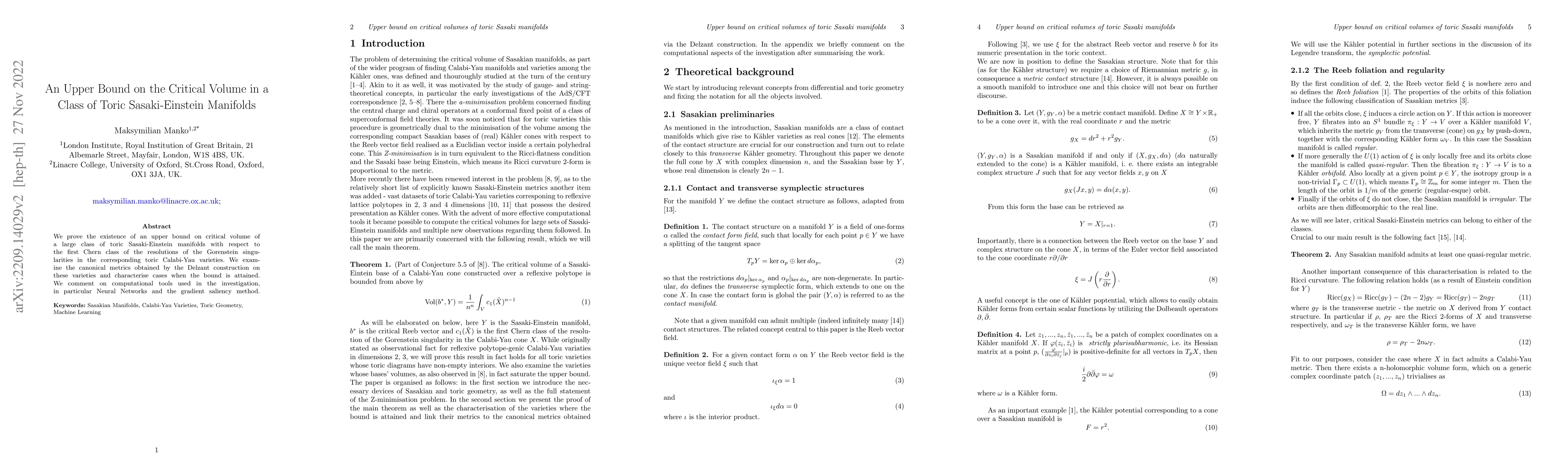 Thumbnail for An Upper Bound on the Critical Volume in a Class of Toric
  Sasaki-Einstein Manifolds