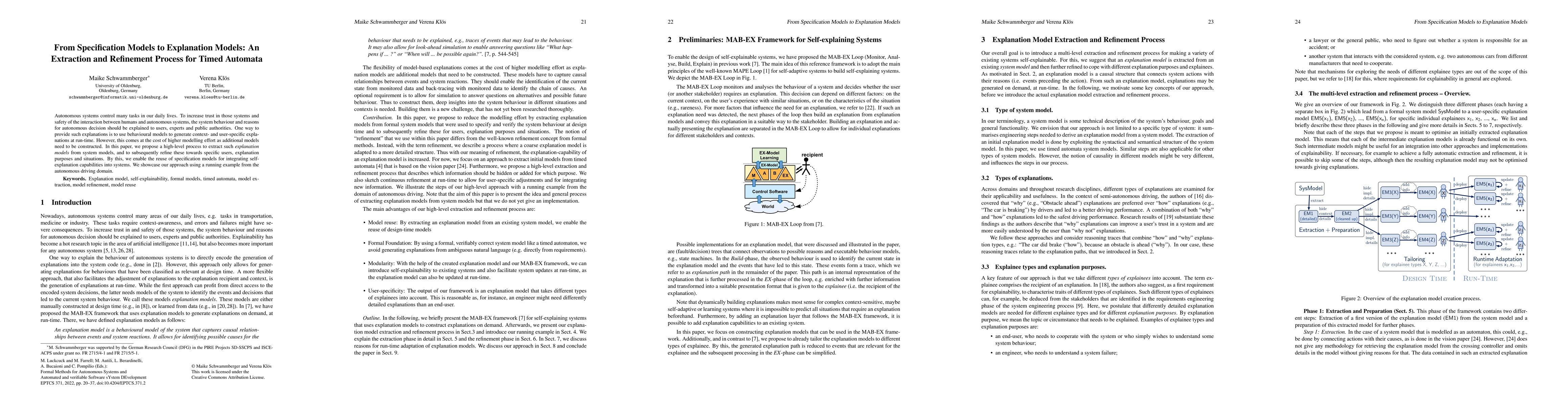 Thumbnail for From Specification Models to Explanation Models: An Extraction and
  Refinement Process for Timed Automata