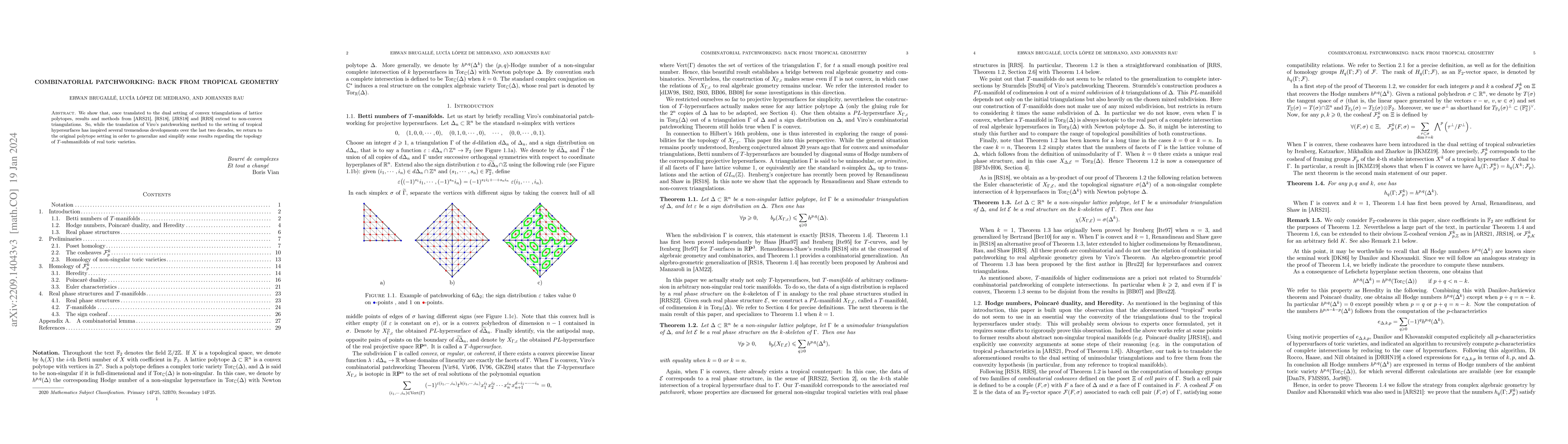 Thumbnail for Combinatorial patchworking: back from tropical geometry