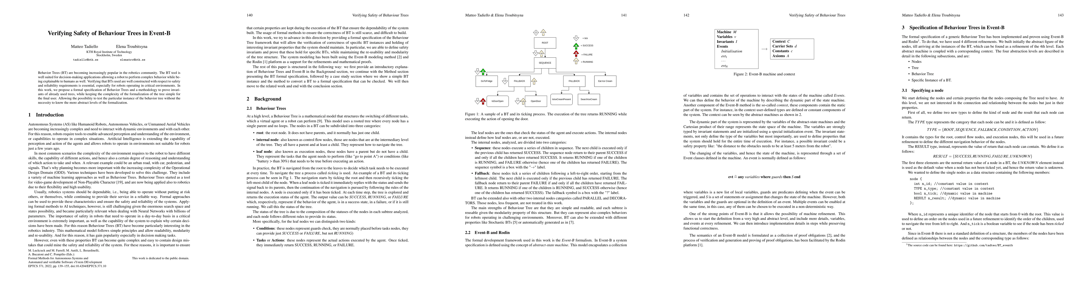 Thumbnail for Verifying Safety of Behaviour Trees in Event-B
