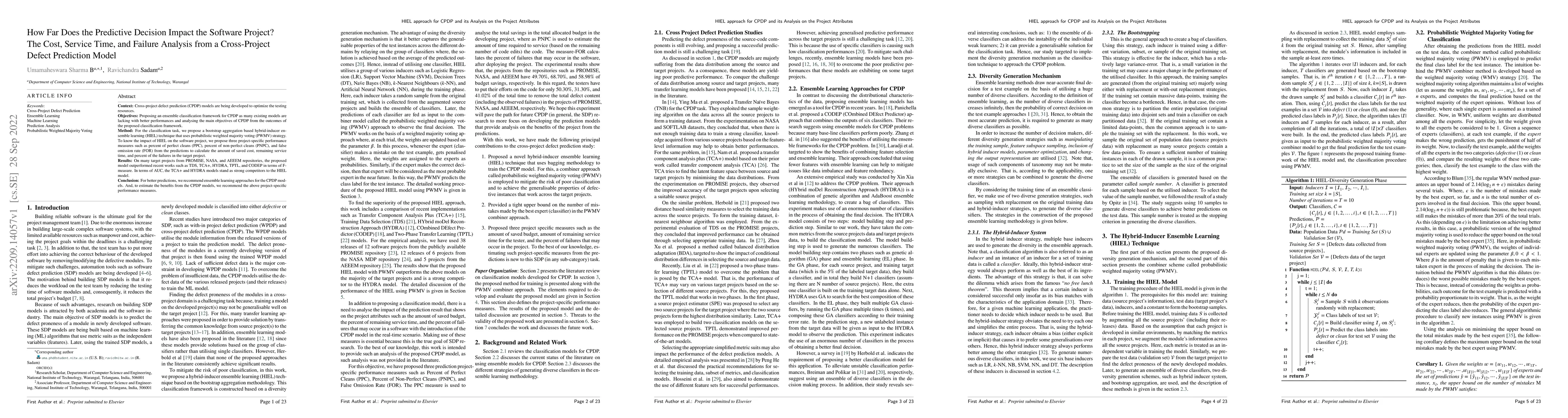 Thumbnail for How Far Does the Predictive Decision Impact the Software Project? The
  Cost, Service Time, and Failure Analysis from a Cross-Project Defect
  Prediction Model