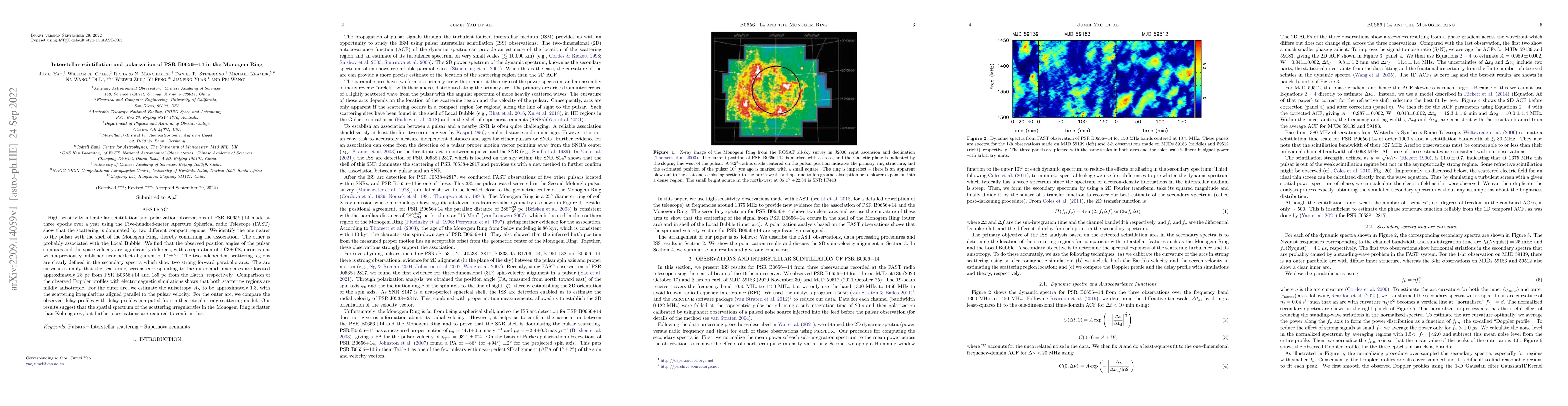 Thumbnail for Interstellar scintillation and polarization of PSR B0656+14 in the
  Monogem Ring