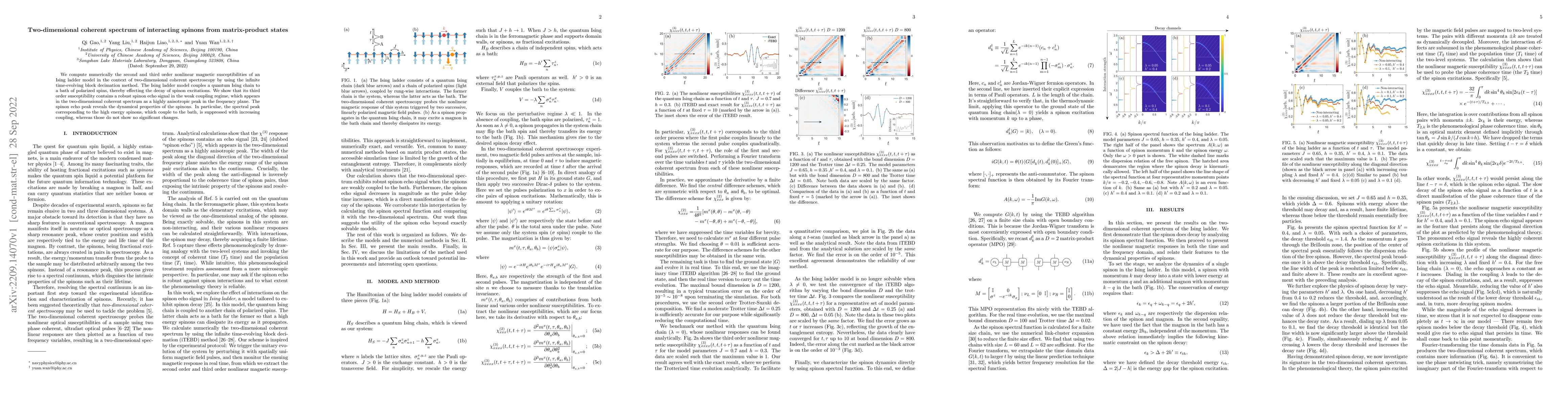 Thumbnail for Two-dimensional coherent spectrum of interacting spinons from
  matrix-product states