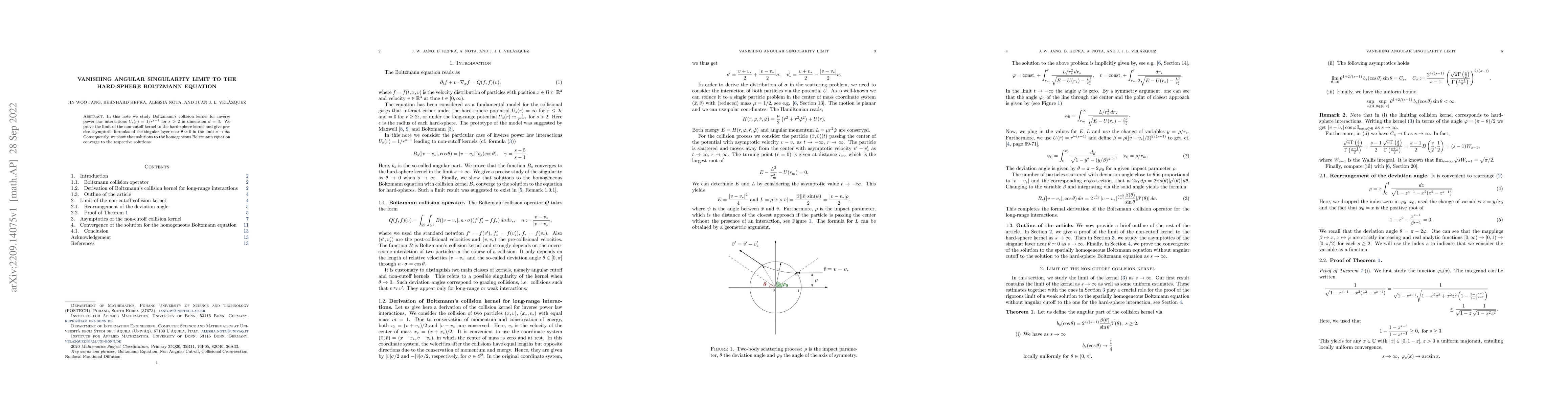 Thumbnail for Vanishing angular singularity limit to the hard-sphere Boltzmann
  equation