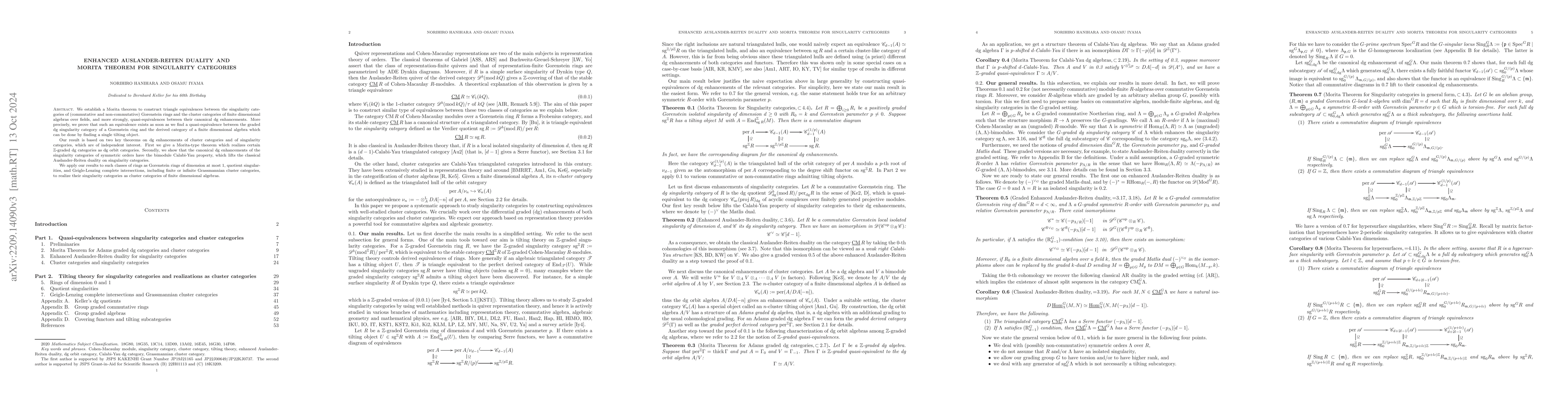 Thumbnail for Enhanced Auslander-Reiten duality and Morita theorem for singularity
  categories