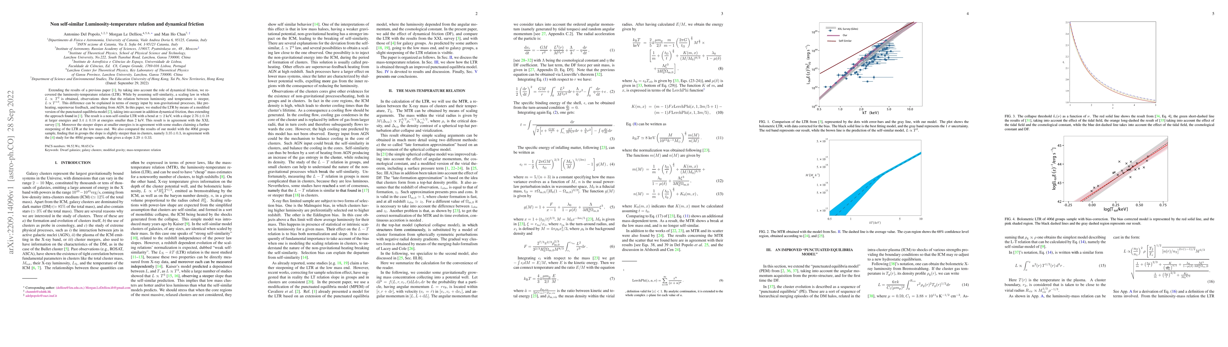 Thumbnail for Non self-similar Luminosity-temperature relation and dynamical friction