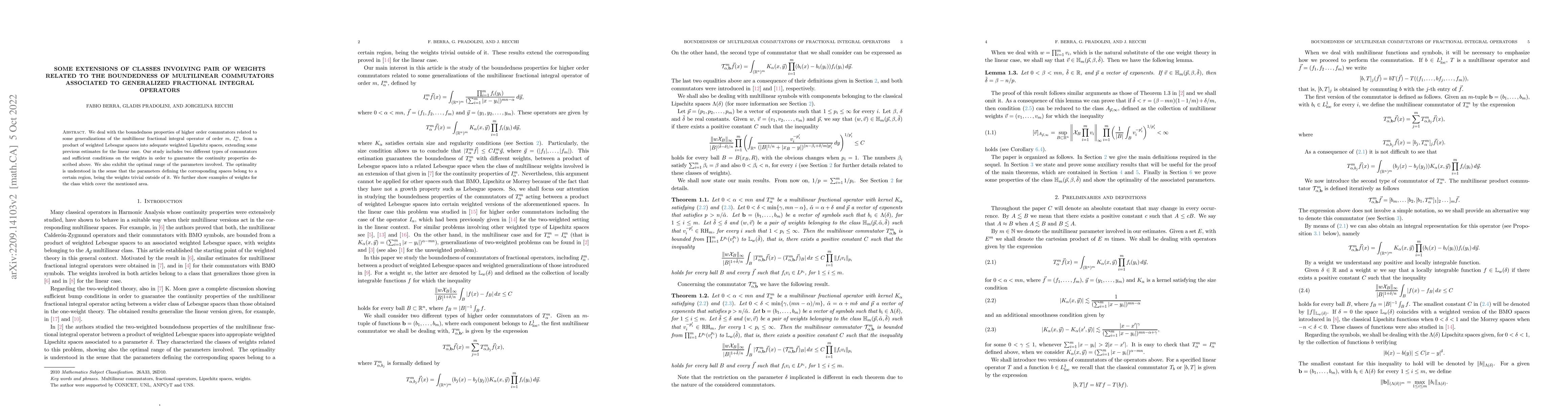 Thumbnail for Some extensions of classes involving pair of weights related to the
  boundedness of multilinear commutators associated to generalized fractional
  integral operators
