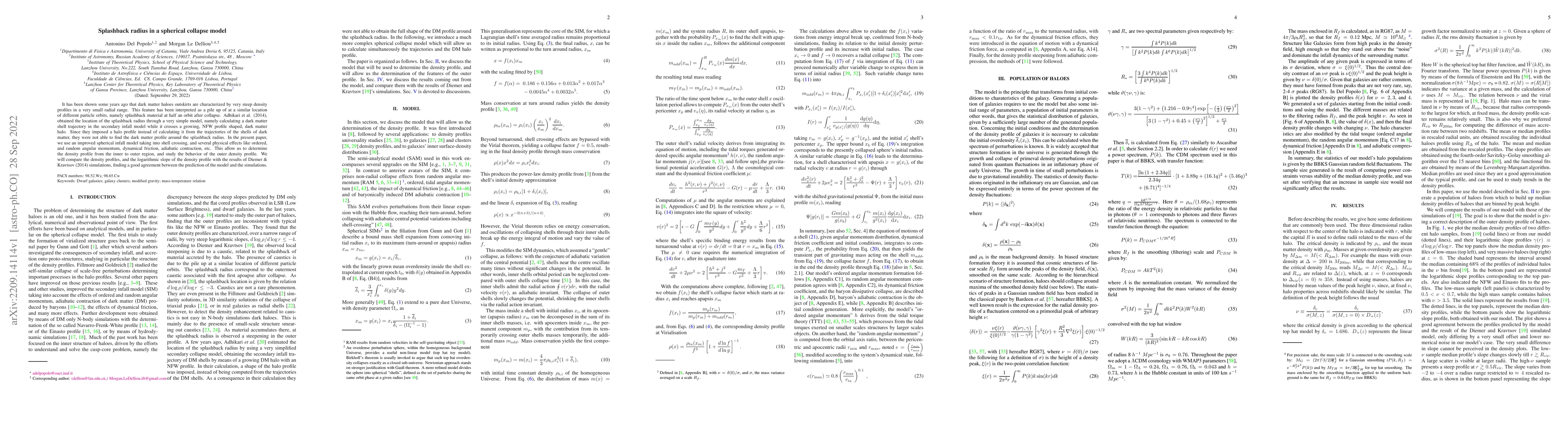 Thumbnail for Splashback radius in a spherical collapse model