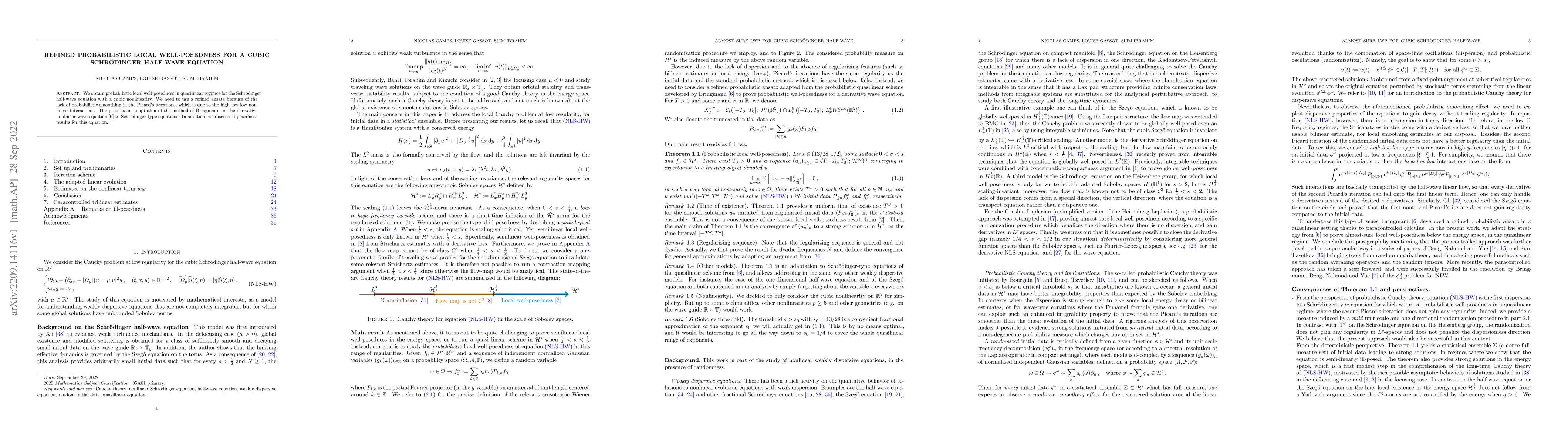 Thumbnail for Refined probabilistic local well-posedness for a cubic Schr\"odinger
  half-wave equation