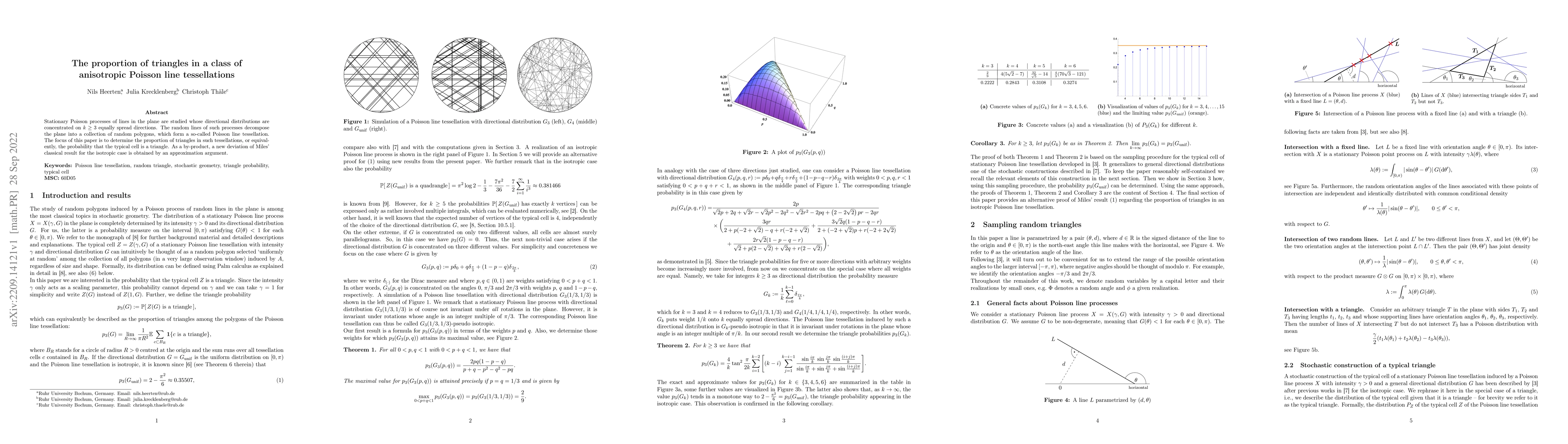 Thumbnail for The proportion of triangles in a class of anisotropic Poisson line
  tessellations