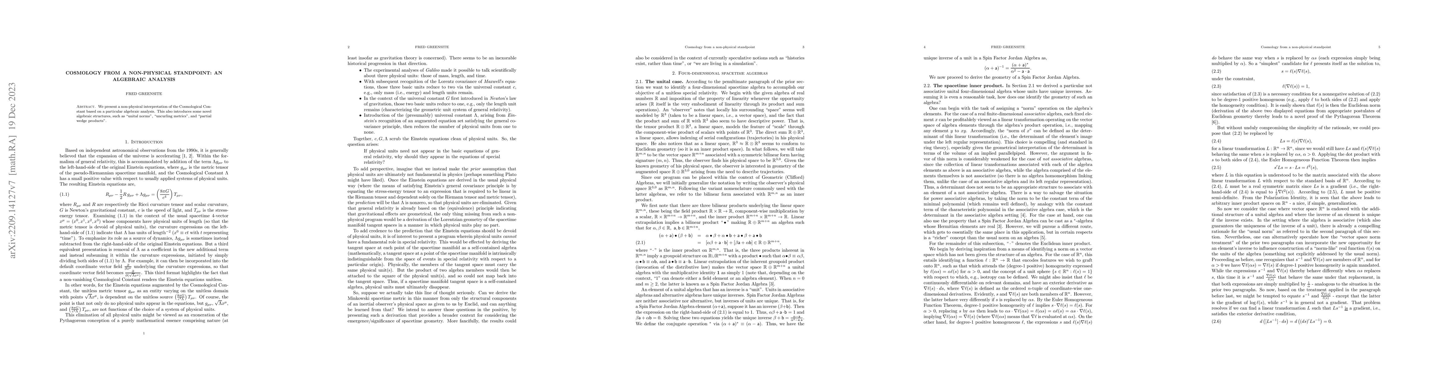 Thumbnail for Cosmology from a non-physical standpoint: an algebraic analysis