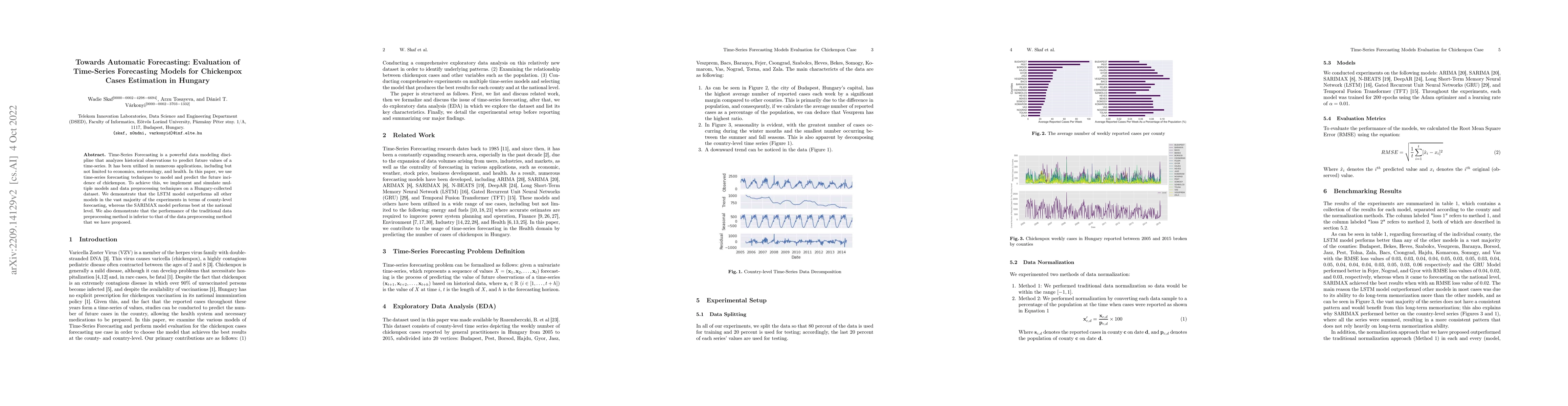 Thumbnail for Towards Automatic Forecasting: Evaluation of Time-Series Forecasting
  Models for Chickenpox Cases Estimation in Hungary