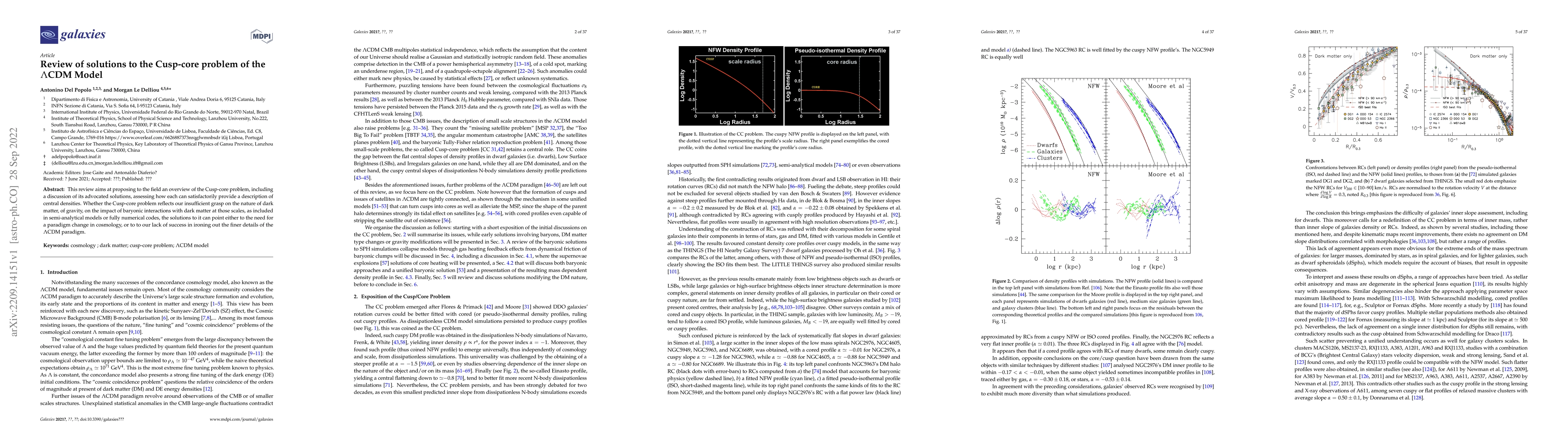 Thumbnail for Review of solutions to the Cusp-core problem of the $\Lambda$CDM Model