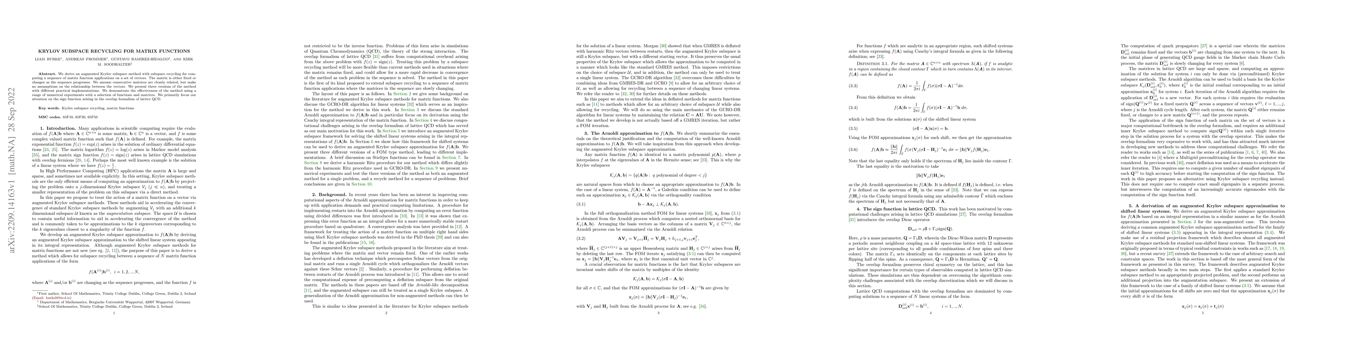 Thumbnail for Krylov Subspace Recycling For Matrix Functions