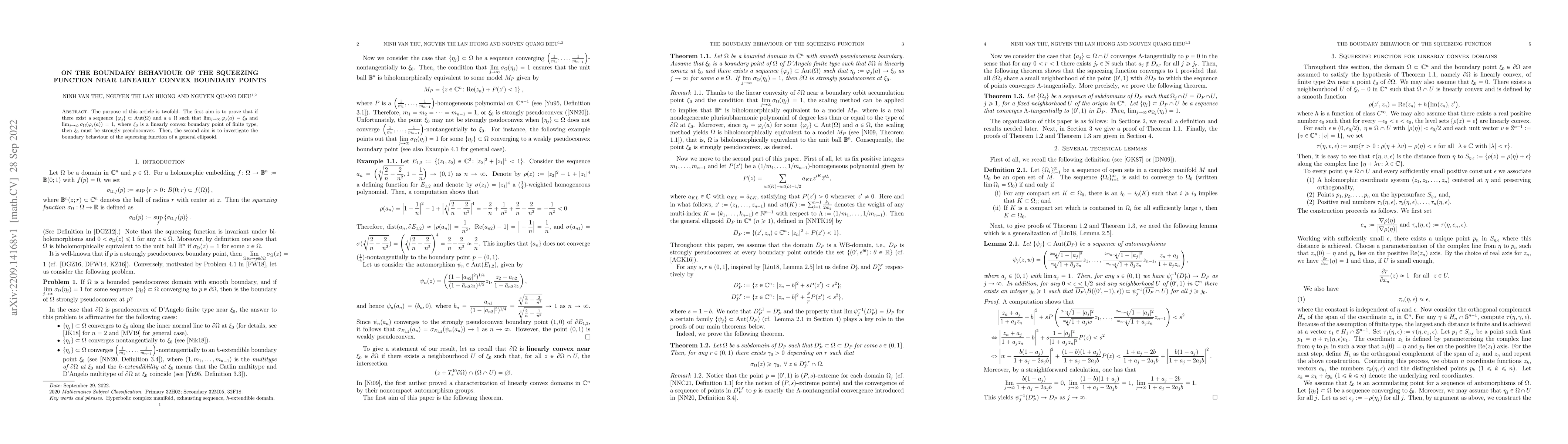 Thumbnail for On the boundary behaviour of the squeezing function near linearly convex
  boundary points