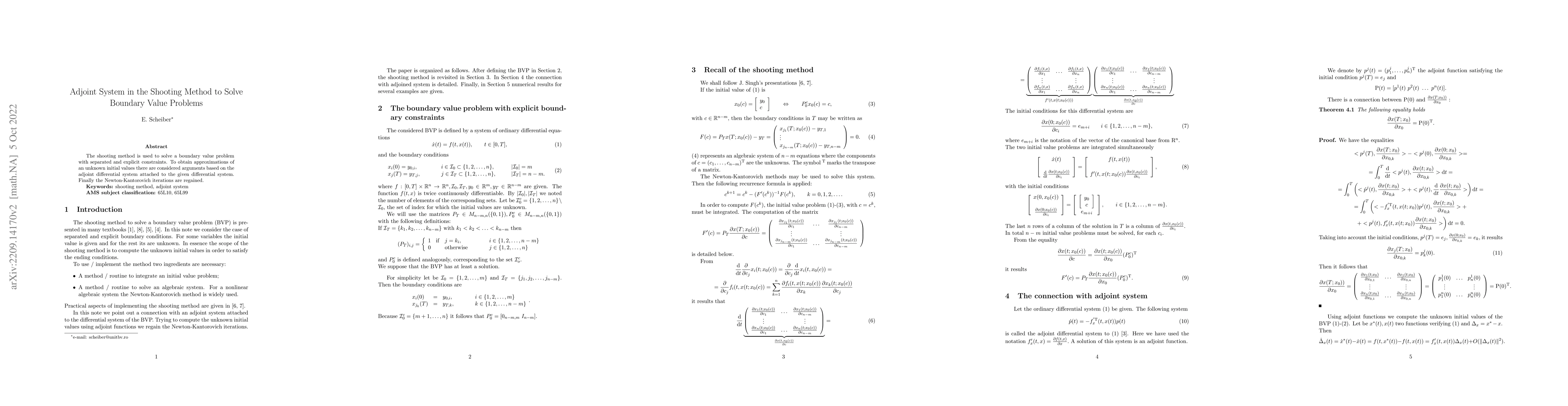 Thumbnail for Adjoint System in the Shooting Method to Solve Boundary Value Problems