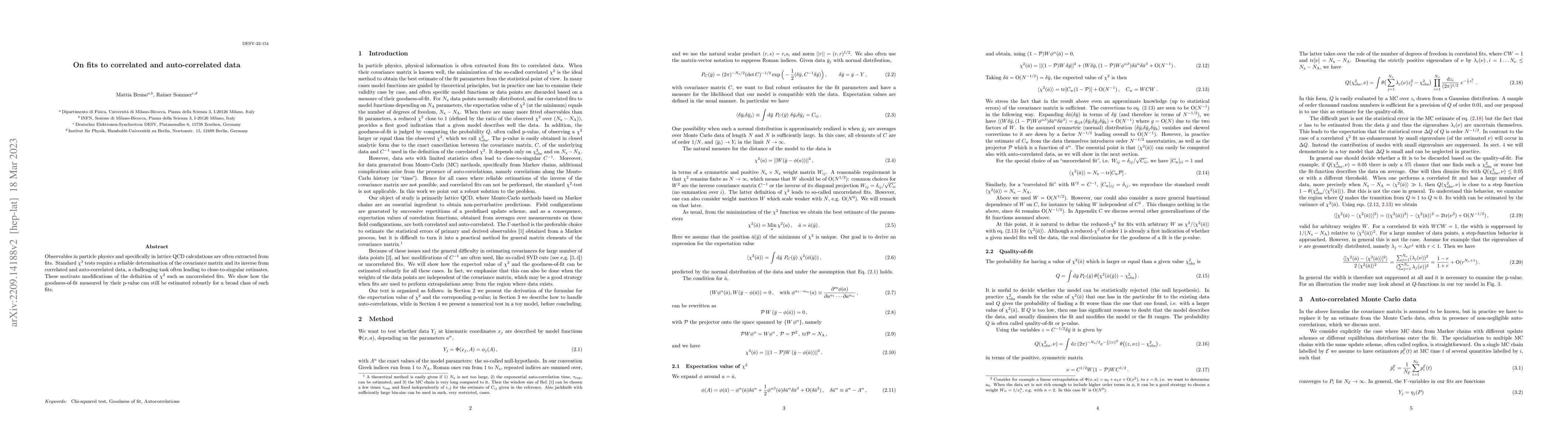 Thumbnail for On fits to correlated and auto-correlated data