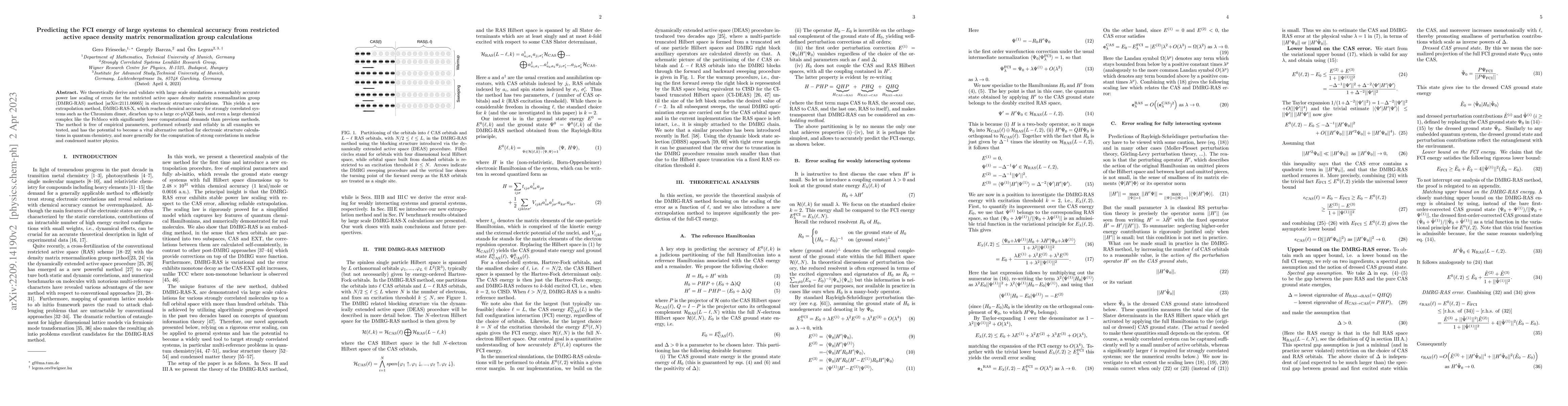 Thumbnail for Predicting the FCI energy of large systems to chemical accuracy from
  restricted active space density matrix renormalization group calculations