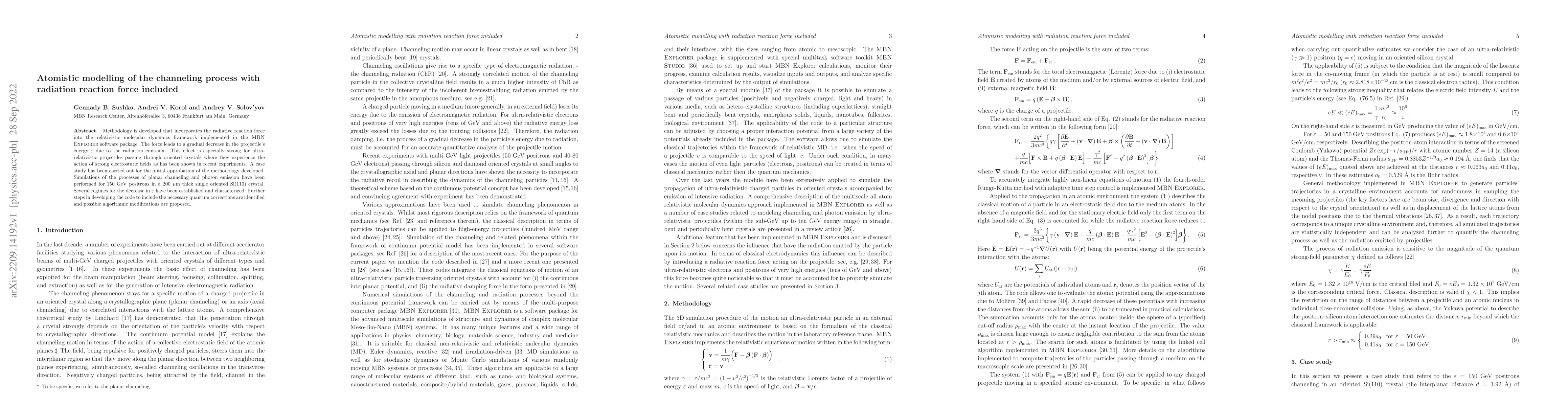 Thumbnail for Atomistic modelling of the channeling process with radiation reaction
  force included