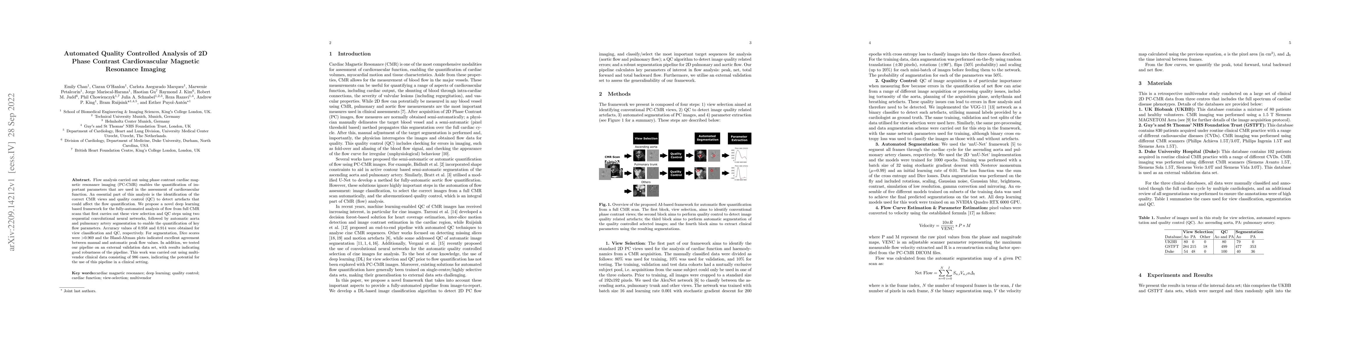 Thumbnail for Automated Quality Controlled Analysis of 2D Phase Contrast
  Cardiovascular Magnetic Resonance Imaging