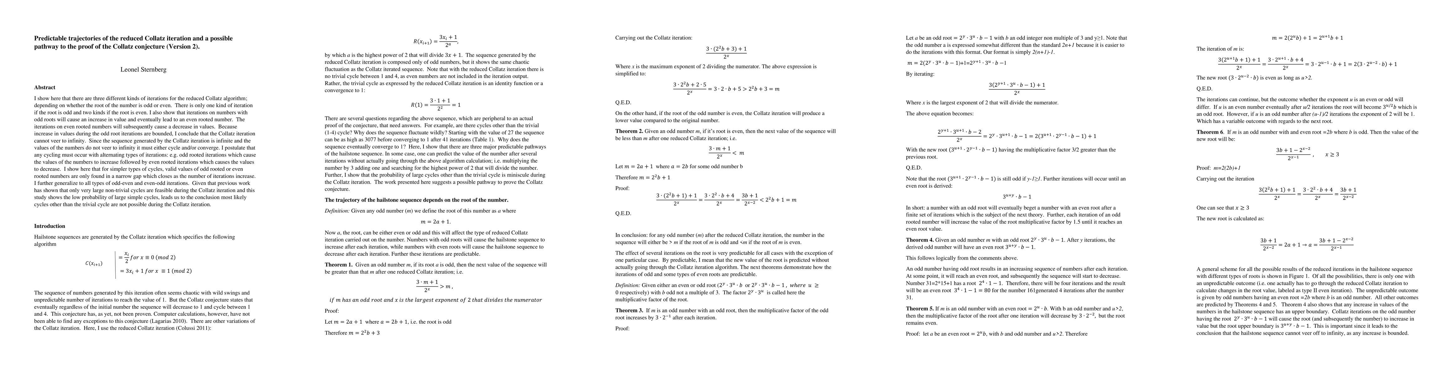 Thumbnail for Predictable trajectories of the reduced Collatz iteration and a possible
  pathway to the proof of the Collatz conjecture (Version 2)