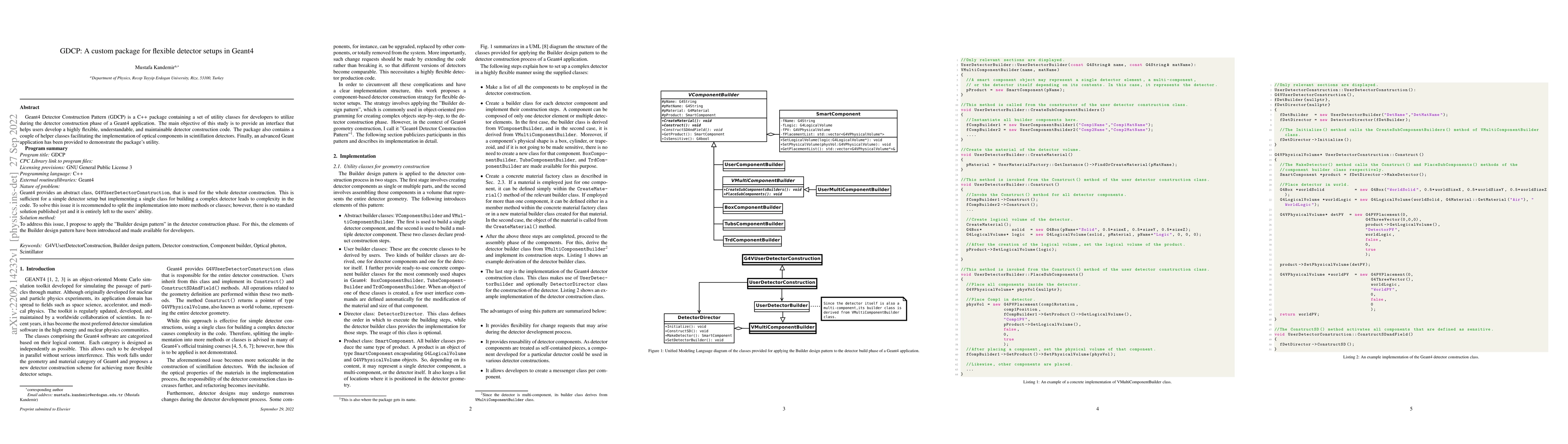 Thumbnail for GDCP: A custom package for flexible detector setups in Geant4